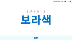 韓国語ハングル 보라색 [ポラセク] 紫色 意味・活用・読み方と音声発音