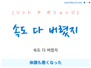 韓国語で表現 속도 다 버렸지 [ソクト タ ボリョッジ] 体調も悪くなった 歌詞で勉強