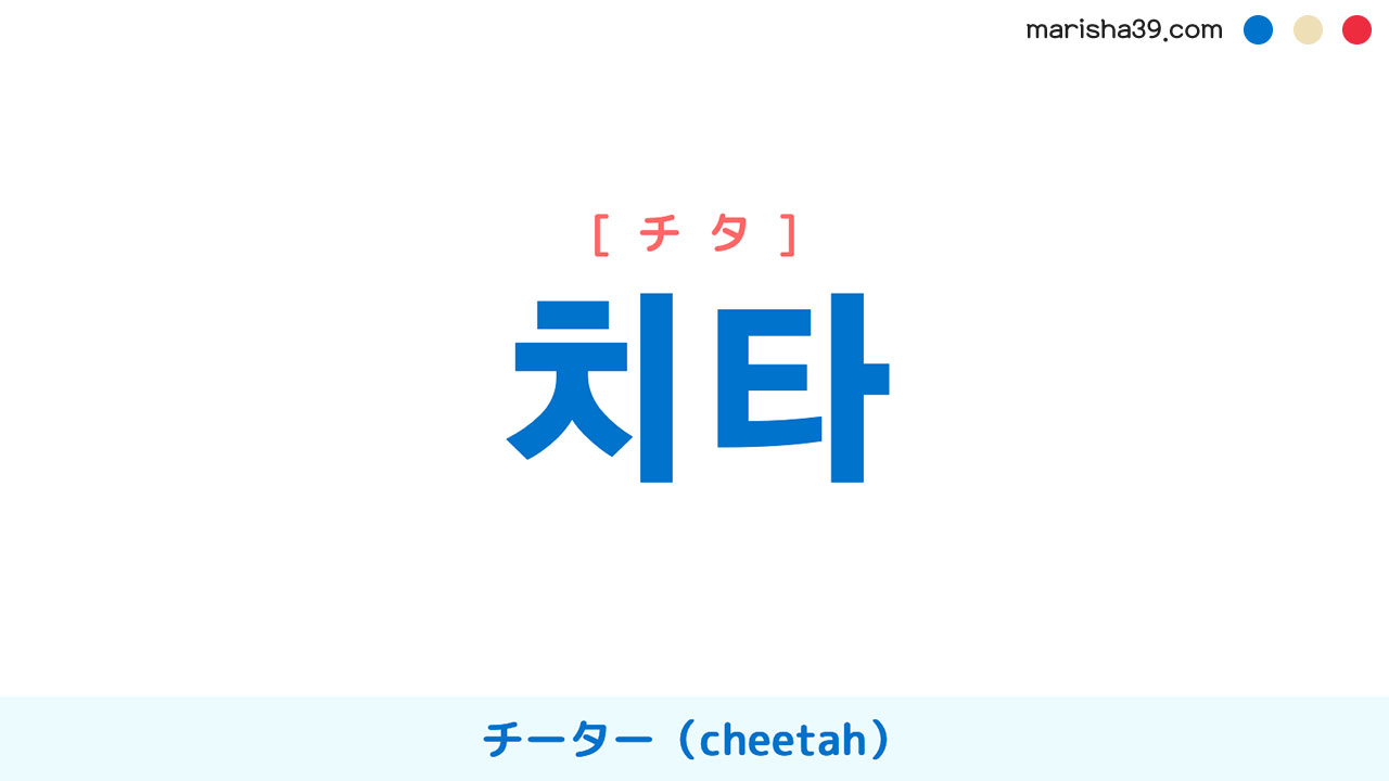 韓国語ハングル 치타 [チタ] チーター（cheetah） 意味・活用・表現例と音声発音