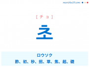 韓国語単語 초 [チョ] ロウソク、酢、初、秒、招、草、焦、超、礎 意味・活用・読み方と音声発音