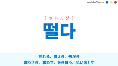 韓国語ハングル 떨다 [トルダ] 震える、震わす、怖がる、振る舞う、払い落とす 意味・活用・読み方と音声発音