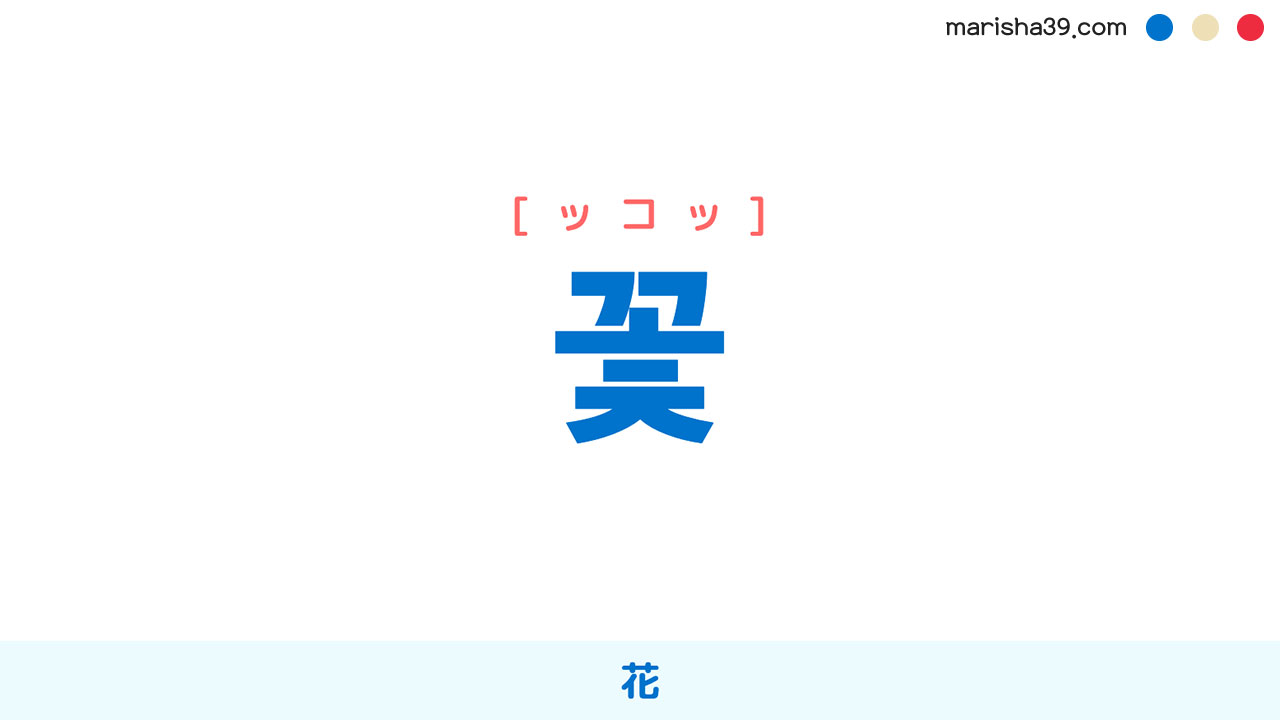 韓国語ハングル 꽃 [ッコッ] 花、華やかな人、きれいな人 意味・活用・表現例と音声発音