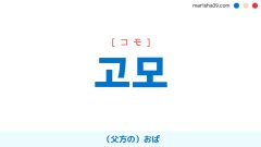 韓国語ハングル 고모 [コモ] （父方の）おば 意味・活用・読み方と音声発音