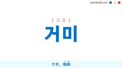 韓国語ハングル 거미 [コミ] クモ、蜘蛛（くも） 意味・活用・表現例と音声発音