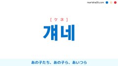 韓国語ハングル 걔네 [キェネ] [ケネ] あの子たち、あの子ら、あいつら 意味・活用・表現例と音声発音