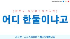 韓国語表現【어디 한둘이냐고】[オディ ハンドゥリニャゴ] どこか一人二人なのか＝他にも多数いる