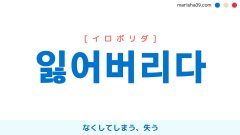 韓国語単語勉強 잃어버리다 [イロボリダ] なくしてしまう、失う 意味・活用・読み方と音声発音