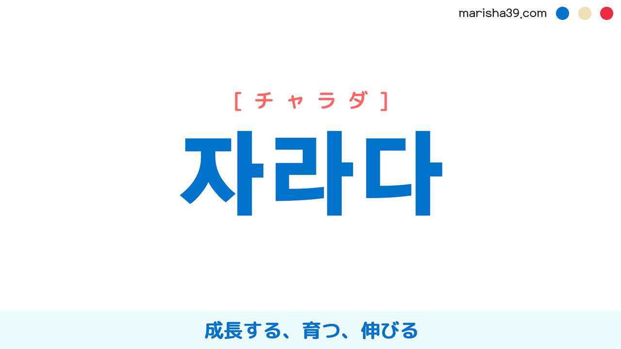 韓国語単語勉強 자라다 [チャラダ] 成長する、育つ、伸びる 意味・活用・読み方と音声発音