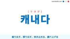 韓国語ハングル 캐내다 [ケネダ] 掘り出す、探り出す、突き止める、調べ上げる 意味・活用・表現例と音声発音