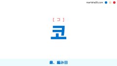 韓国語ハングル 코 [コ] 鼻、編み目 意味・活用・読み方と音声発音