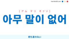 韓国語表現を歌詞で勉強【아무 말이 없어】とは？何も言わない [アム マリ オプソ]