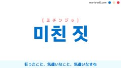 韓国語表現【미친 짓】狂ったこと、気違いなこと、気違いなまね [ミチンジッ] 歌詞で勉強
