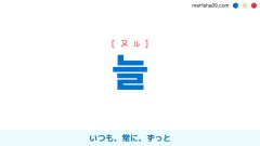 韓国語ハングル 늘 [ヌル] いつも、常に、ずっと 意味・活用・表現例と音声発音