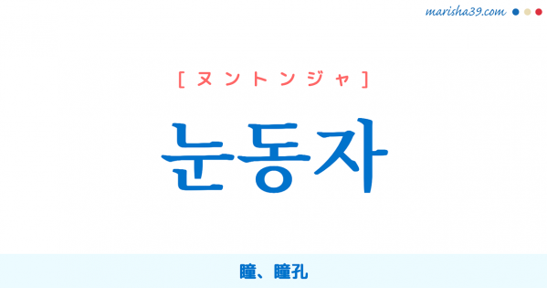 韓国語単語勉強 눈동자 [ヌントンジャ] 瞳、瞳孔 意味・活用・読み方と音声発音