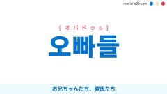 韓国語表現【오빠들】お兄ちゃんたち、彼氏たち [オパドゥル] 歌詞で勉強