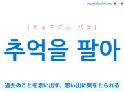 韓国語で表現 추억을 팔아 [チュオグル パラ] 過去のことを思い出す、思い出に気をとられる 歌詞で勉強
