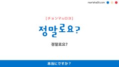 韓国語ハングルフレーズ音声 정말로요? 本当にですか？