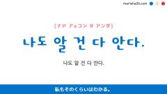 韓国語ハングルフレーズ音声 나도 알 건 다 안다. 私もそのくらいはわかる。