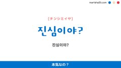 韓国語ハングルフレーズ音声 진심이야? 本気なの?