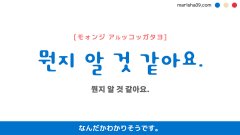 韓国語ハングルフレーズ音声 뭔지 알 것 같아요. なんだかわかりそうです。