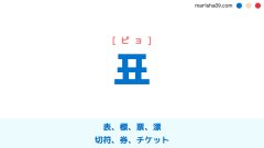 韓国語ハングル 표 [ピョ] 表、標、票、漂、切符、券、チケット 意味・活用・表現例と音声発音