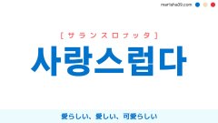 韓国語ハングル 사랑스럽다 [サランスロプッタ] 愛らしい、愛しい、可愛らしい 意味・活用・読み方と音声発音