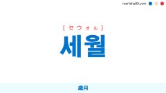 韓国語ハングル 세월 [セウォル] 歳月、年月、月日、時 意味・活用・表現例と音声発音