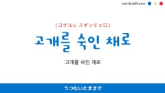 韓国語表現【고개를 숙인 채로】うつむいたままで [コゲルル スギンチェロ] 歌詞で勉強