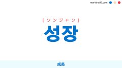 韓国語ハングル 성장 [ソンジャン] 成長 意味・活用・表現例と音声発音