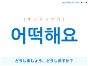 韓国語で表現 어떡해요 [オットッケヨ] どうしましょう、どうしますか？ 歌詞で勉強