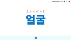 韓国語単語勉強 얼굴 [オルグル] 顔 意味・活用・読み方と音声発音