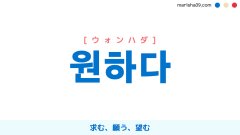 韓国語ハングル 원하다 [ウォンハダ] 求む、願う、望む 意味・活用・表現例と音声発音