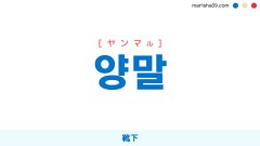 韓国語ハングル 양말 [ヤンマル] 靴下 意味・活用・表現例と音声発音